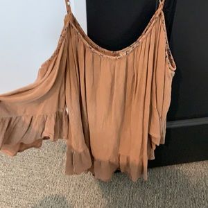 Gimmicks Tan Off the Shoulder Tank